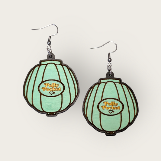 Polly Pocket Hand Painted Wood Dangle Earrings