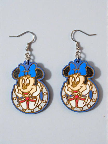 Minnie Porthole Cruise Hand Painted Wood Earrings