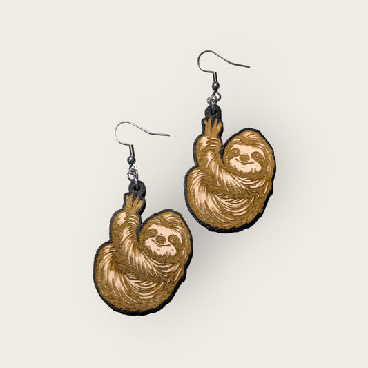 Cute Sloth Hand Painted Dangle Earrings