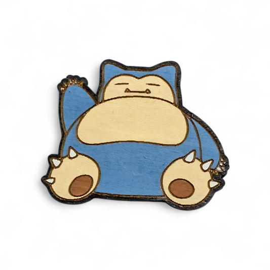 Snorlax Pokemon Hand Painted Wood Magnet
