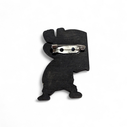 Chopper One Piece Bar Back Brooch - Hand Painted Wood Pin