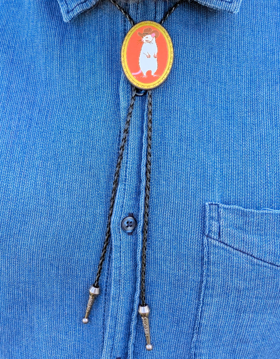 Opossum Western Bolo Tie - Cowboy Tie - Statement Neckwear