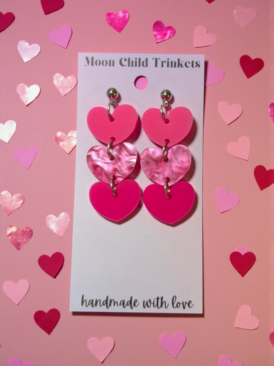 Tiered Hearts Acrylic Earrings