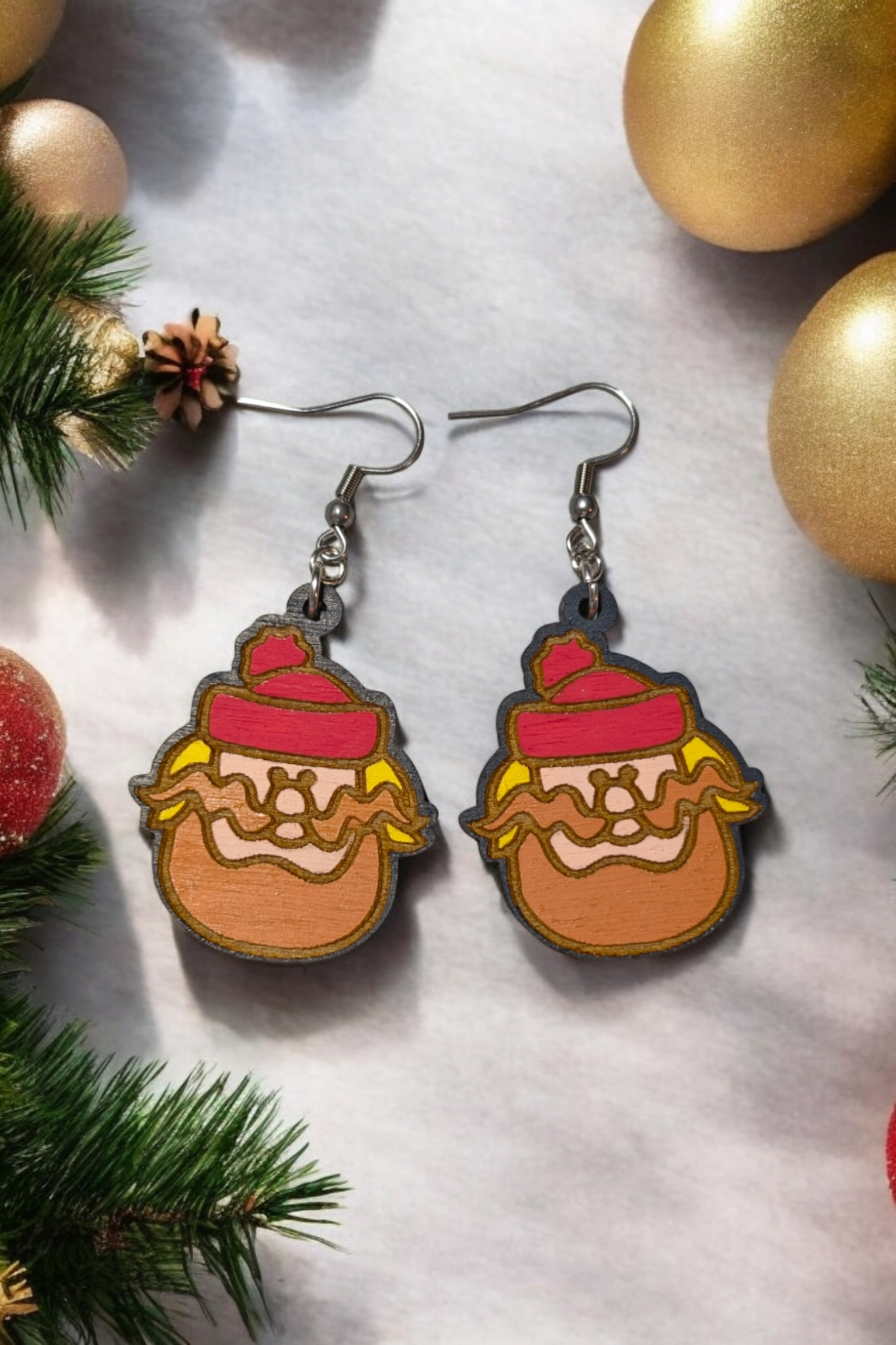 Yukon Cornelius Hand Painted Wood Dangle Earrings