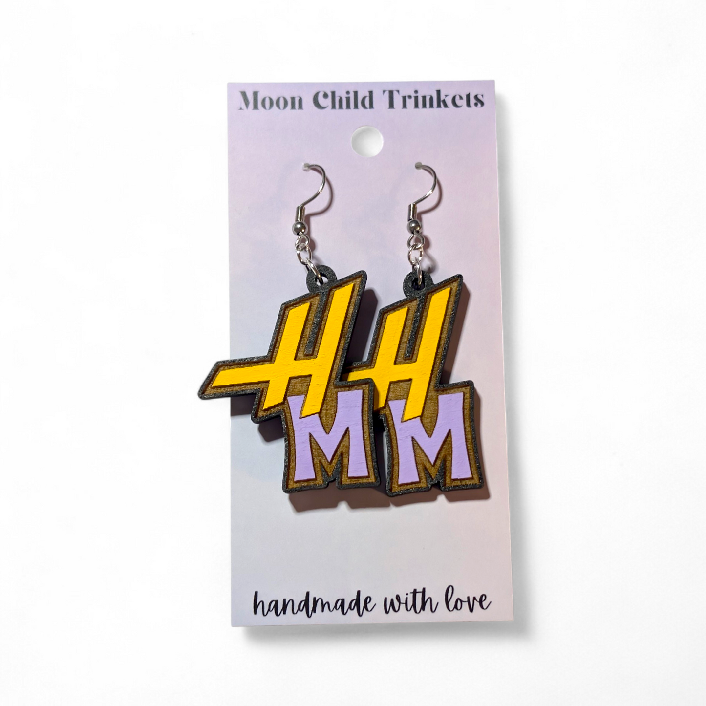 Hannah Montana HM Hand Painted Wood Earrings
