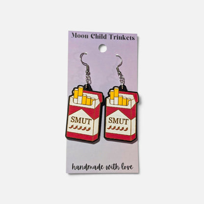 Smut Addiction Bookish Hand Painted Wood Earrings