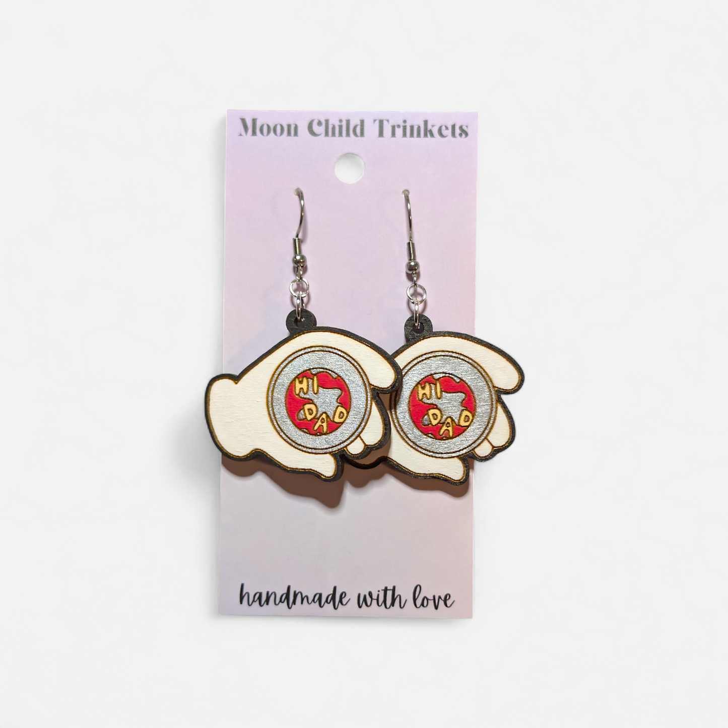 Hi Dad Soup A Goofy Movie Hand Painted Wood Earrings