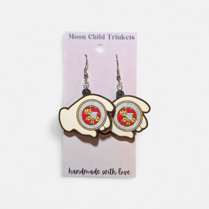 Hi Dad Soup A Goofy Movie Hand Painted Wood Earrings