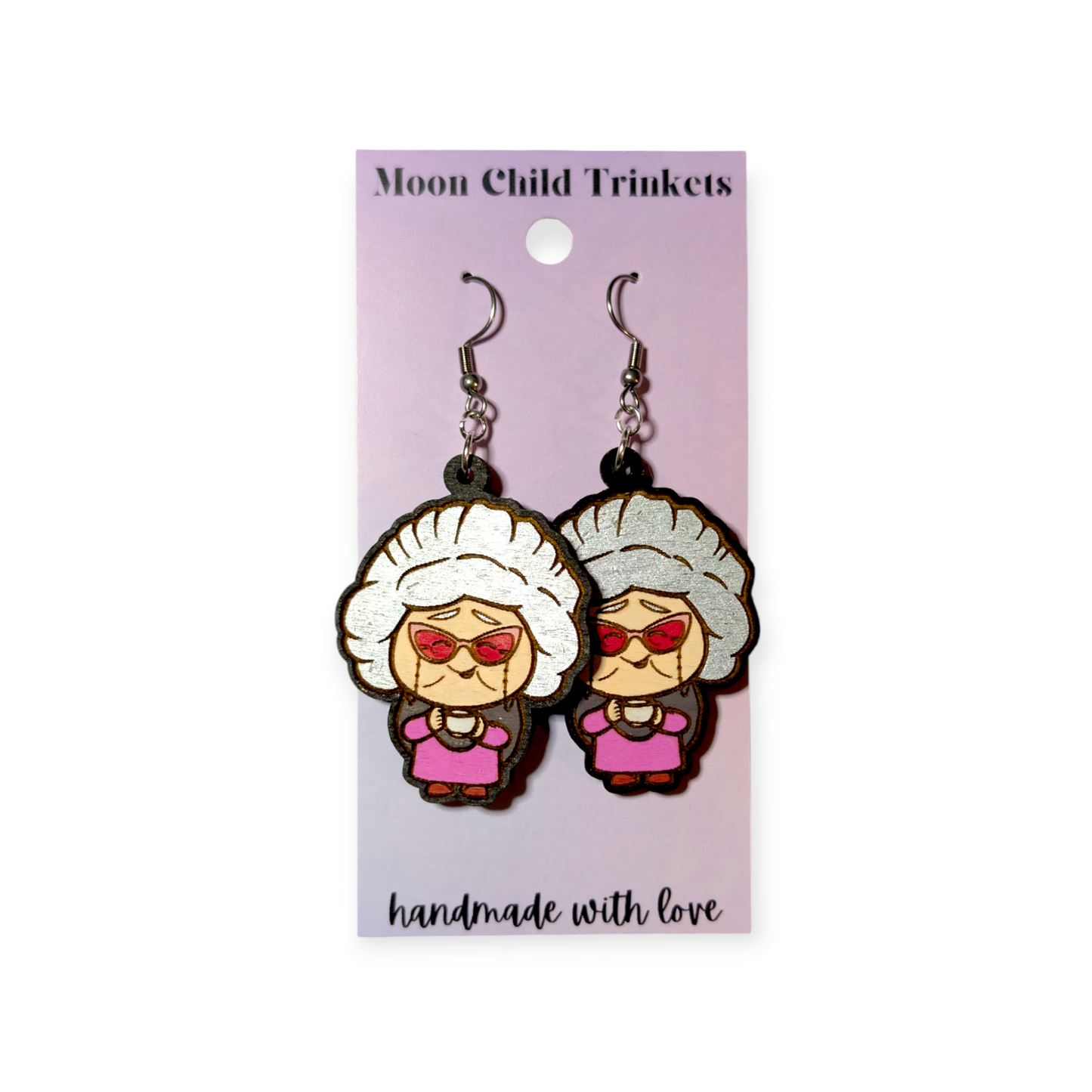 Nostalgia Inside Out Hand Painted Wood Dangle Earrings