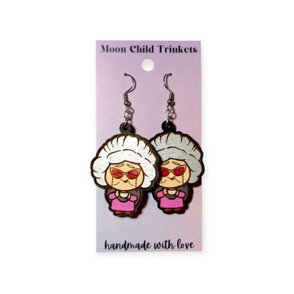 Nostalgia Inside Out Hand Painted Wood Dangle Earrings