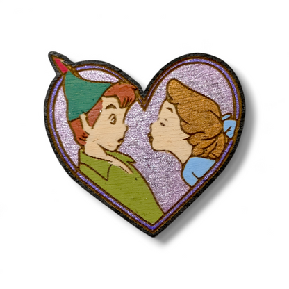 Peter Pan and Wendy Hand Painted Wood Magnet