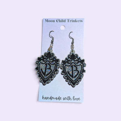 Jonas Brothers Logo Silver Glitter Acrylic Earrings *LIMITED EDITION*