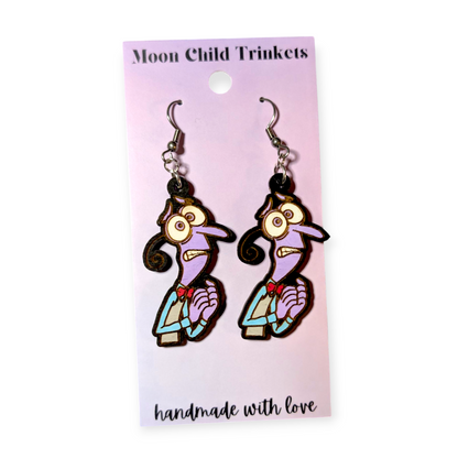 Fear Inside Out Hand Painted Wood Dangle Earrings