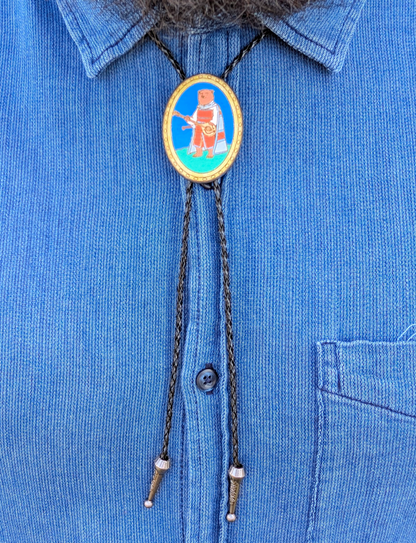 Renaissance Bard Bear Western Bolo Tie - Cowboy Tie - Statement Neckwear
