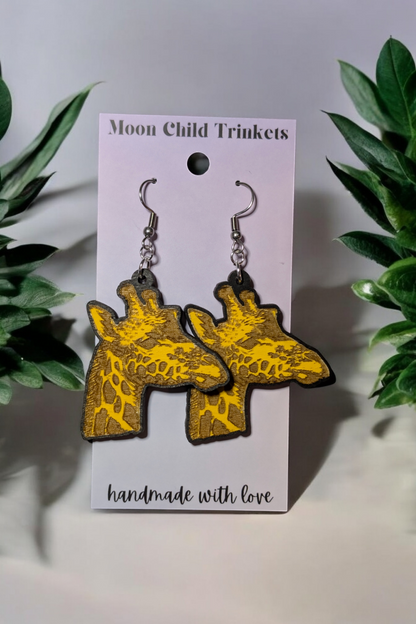 Giraffe Hand Painted Dangle Earrings