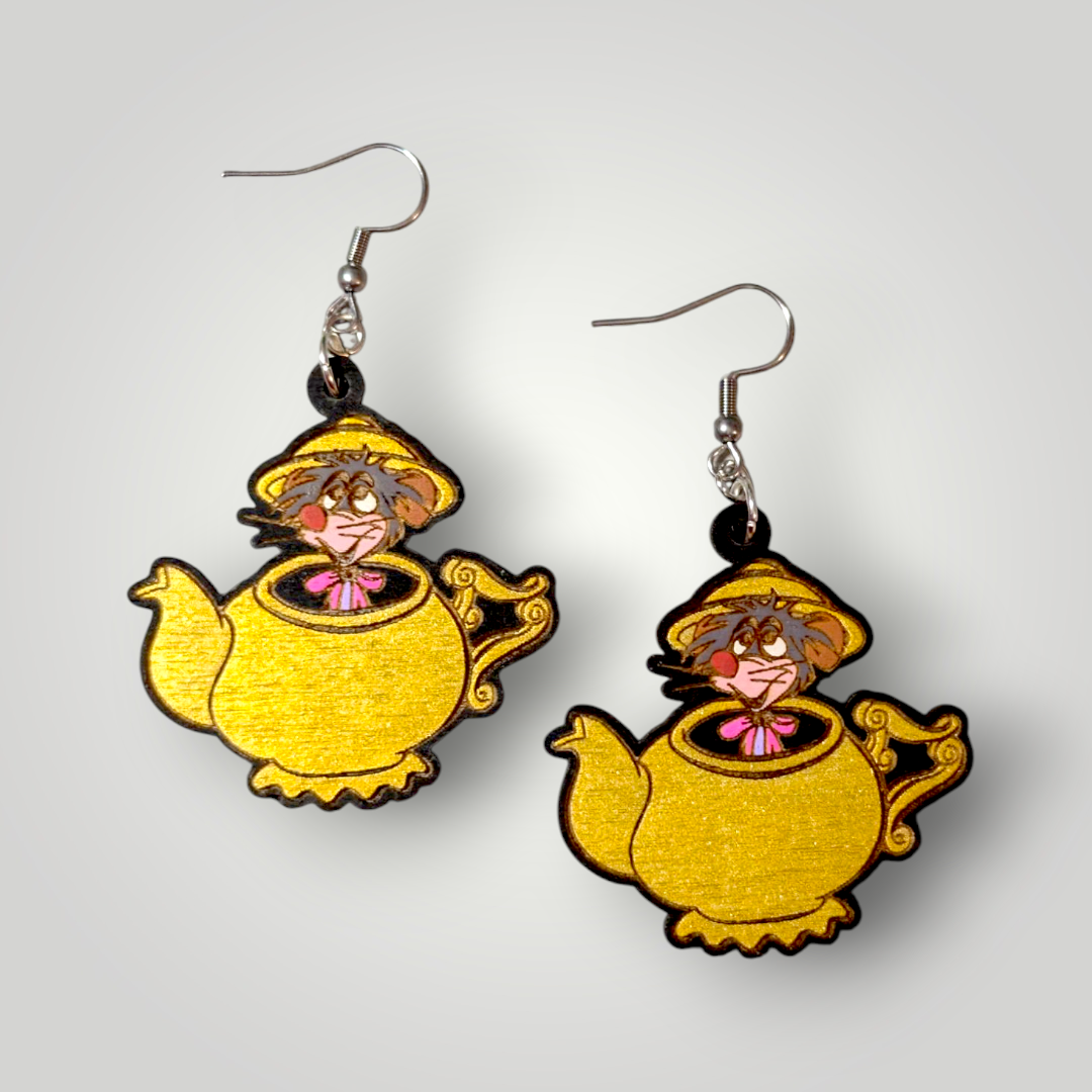 Dormouse Alice in Wonderland Hand Painted Earrings