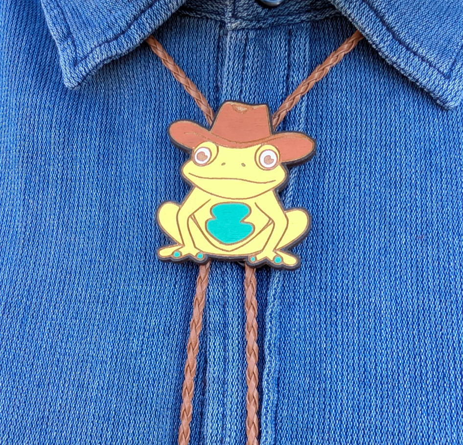 Cowboy Frog Western Bolo Tie - Cowboy Tie - Statement Neckwear