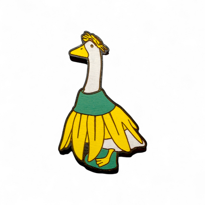 Sunflower Porch Goose Hand Painted Wood Magnet