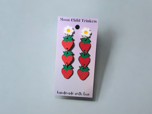 Whimsical Strawberry Dangle Earrings