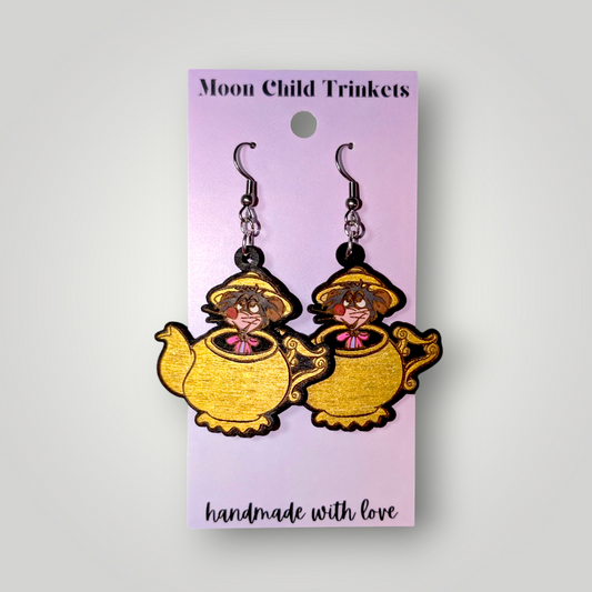 Dormouse Alice in Wonderland Hand Painted Earrings