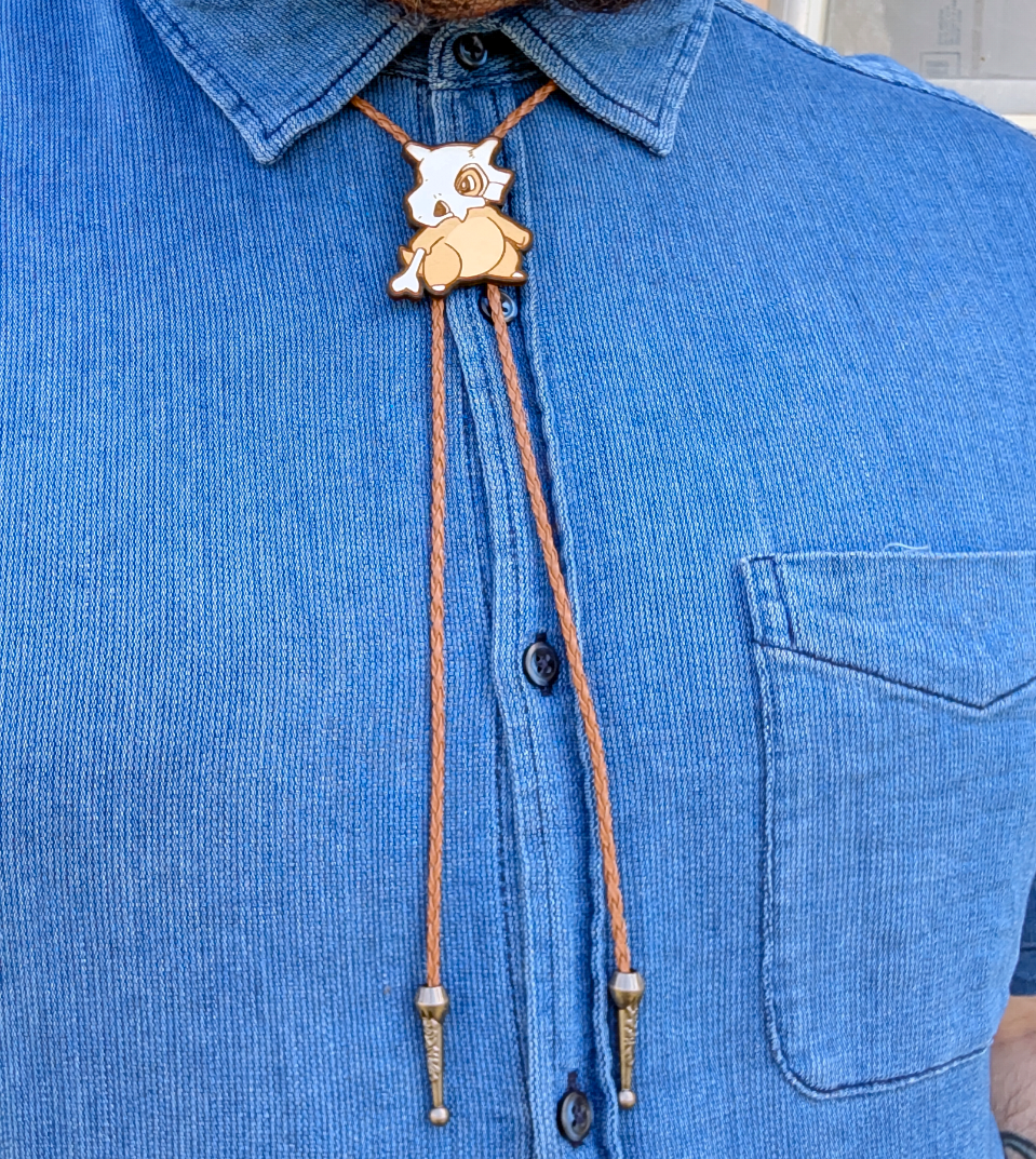 Cubone Western Bolo Tie - Pokemon Cowboy Tie - Statement Neckwear