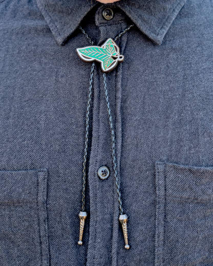 Elven Leaf of Lorien Bolo Tie - Hand Painted Wood Bolo LOTR