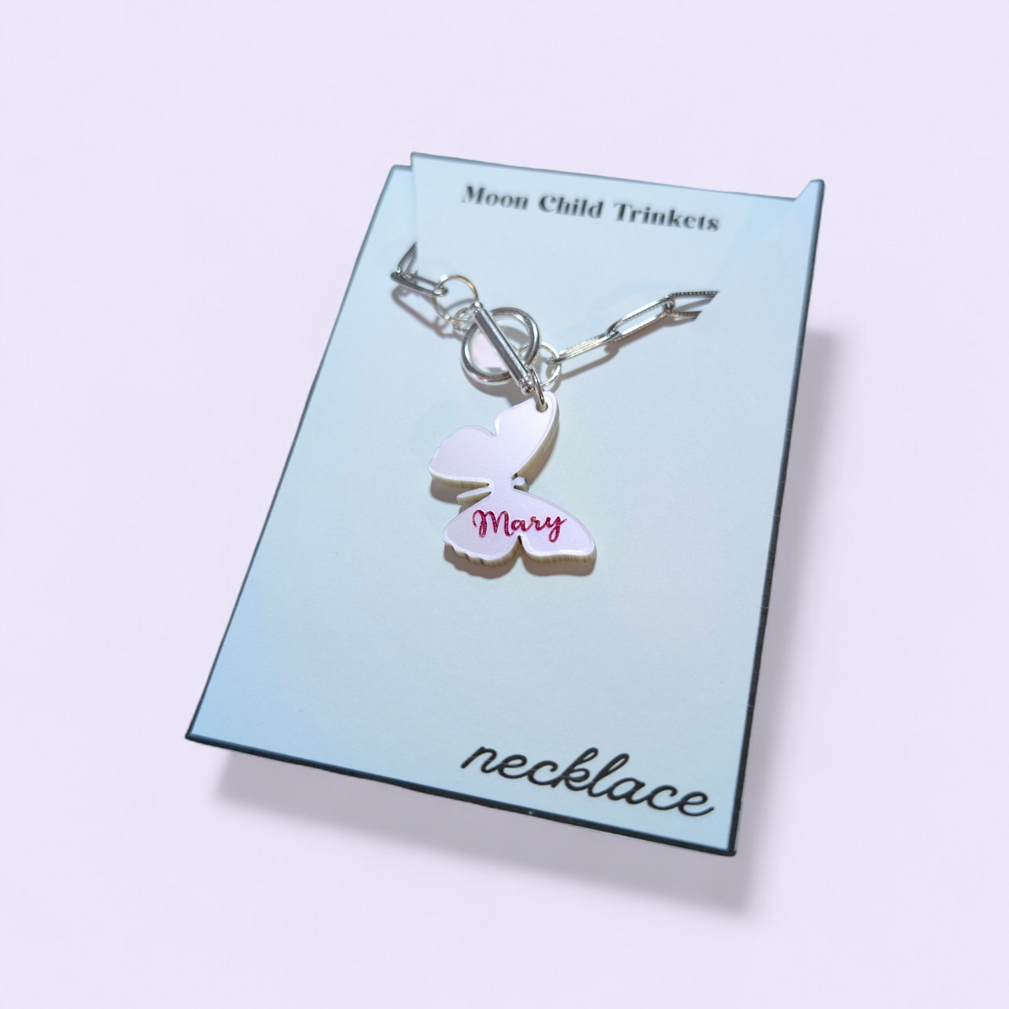 Personalized Butterfly Acrylic Paperclip Chain Necklace