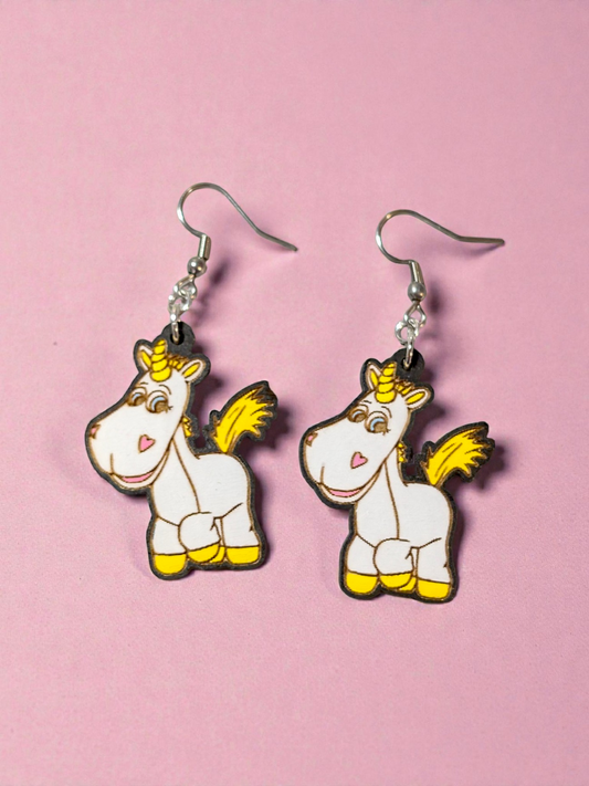 Toy Story Buttercup Hand Painted Wood Dangle Earrings