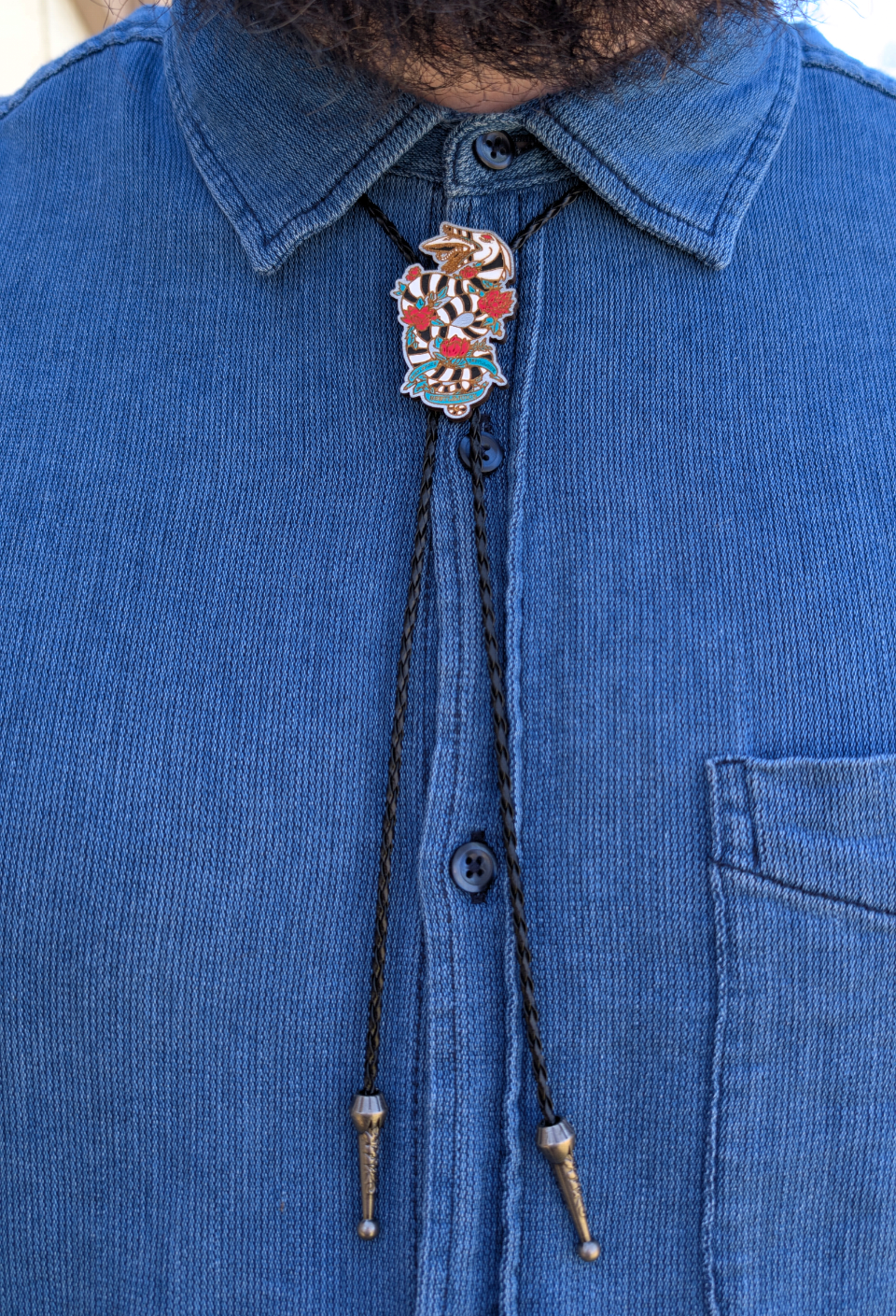 Sandworm Beetlejuice Bolo Tie - Hand Painted Wood Bolo