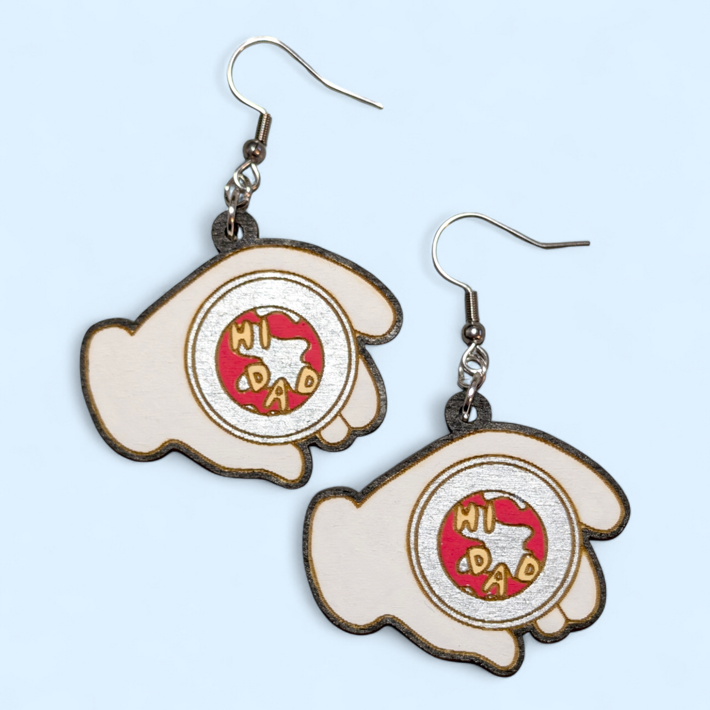 Hi Dad Soup A Goofy Movie Hand Painted Wood Earrings