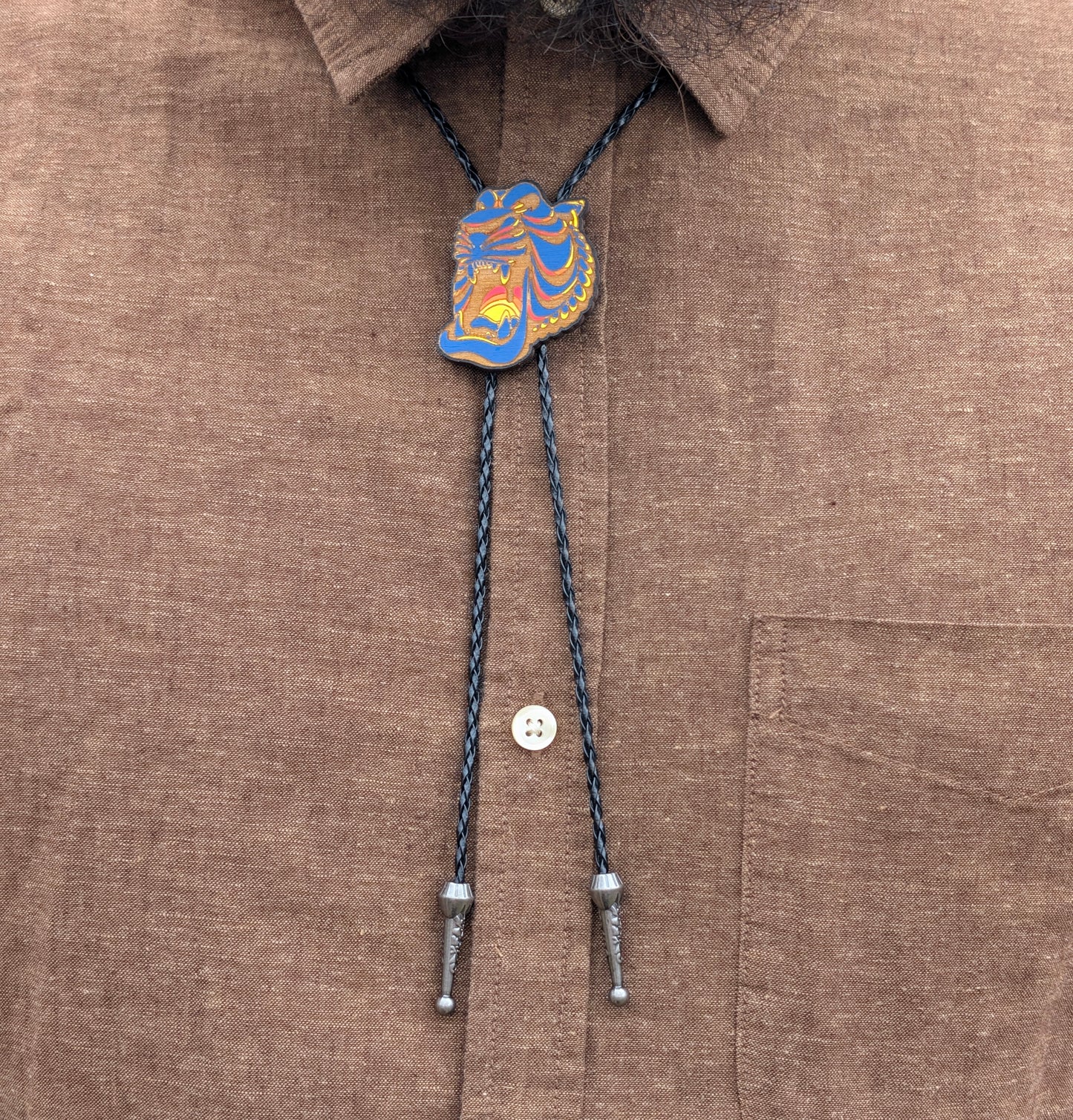 Aladdin Cave of Wonders Bolo Tie - Hand Painted Wood Bolo