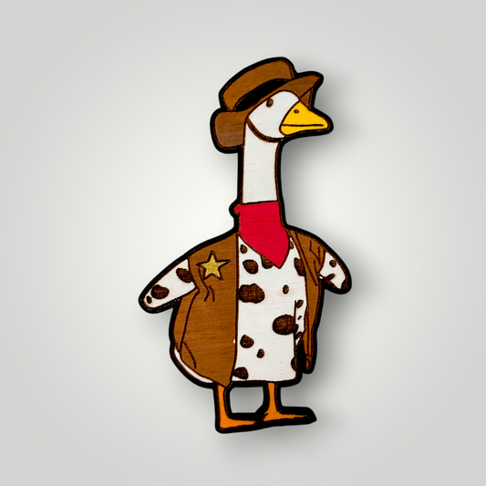 Cowboy Sheriff Porch Goose Club XL Wood Magnet