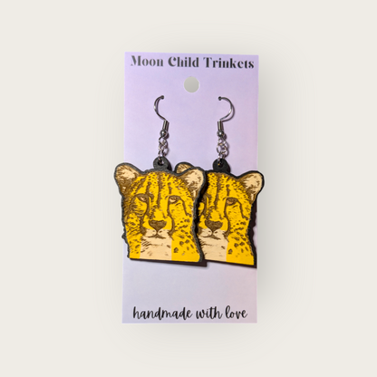 Cheetah Hand Painted Dangle Earrings