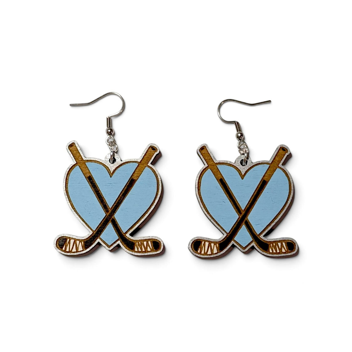 Hockey Love Bookish Hand Painted Wood Earrings