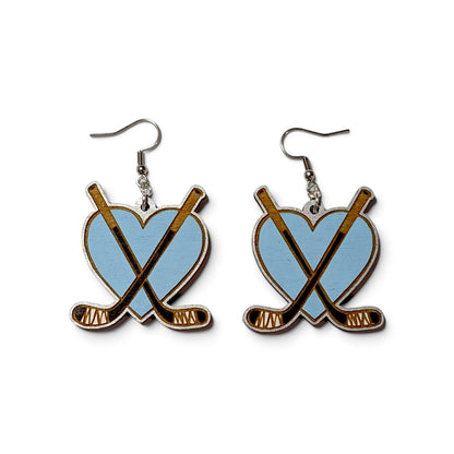 Hockey Love Bookish Hand Painted Wood Earrings