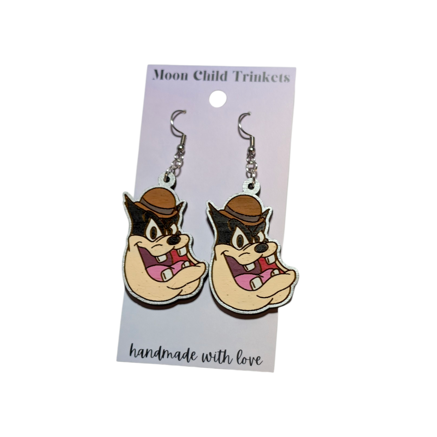 Pete (Mickey and Friends) Hand Painted Wood Earrings