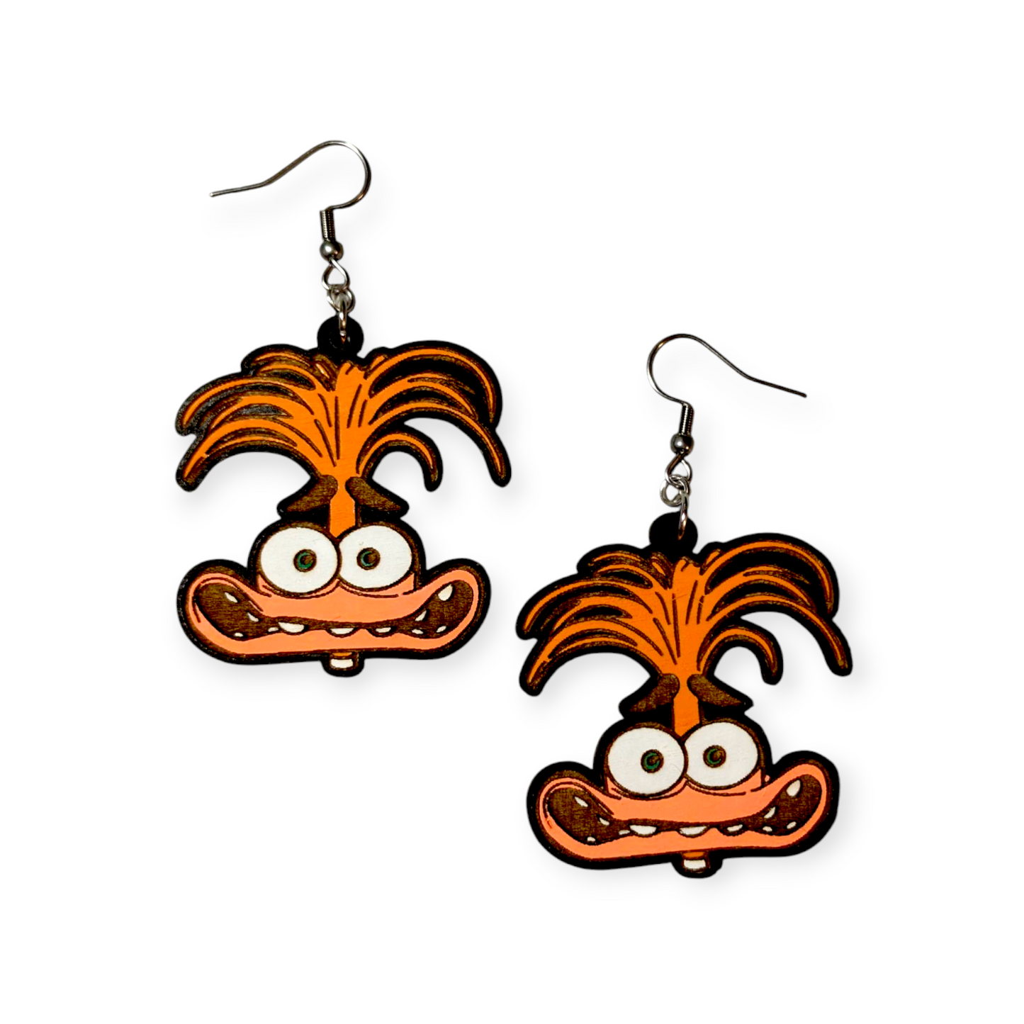 Anxiety Inside Out Hand Painted Wood Dangle Earrings