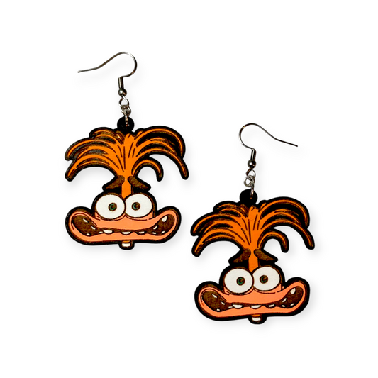 Anxiety Inside Out Hand Painted Wood Dangle Earrings