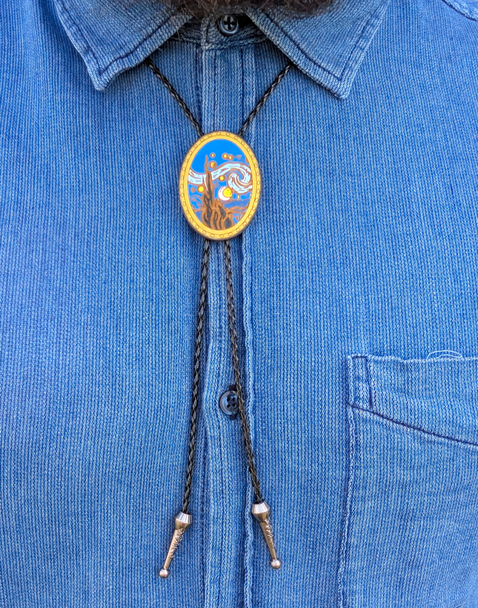 Starry Night Western Bolo Tie - Cowboy Tie - Statement Neckwear