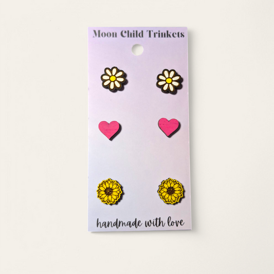 Spring Floral 3 Pair Stud Pack