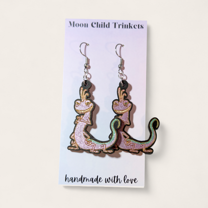 Monsters Inc Randall Hand Painted Wood Earrings