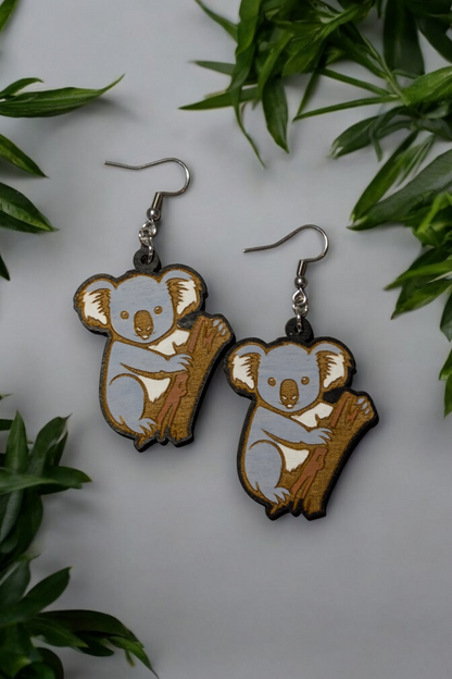 Koala Hand Painted Dangle Earrings