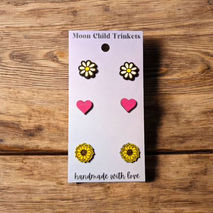 Spring Floral 3 Pair Stud Pack