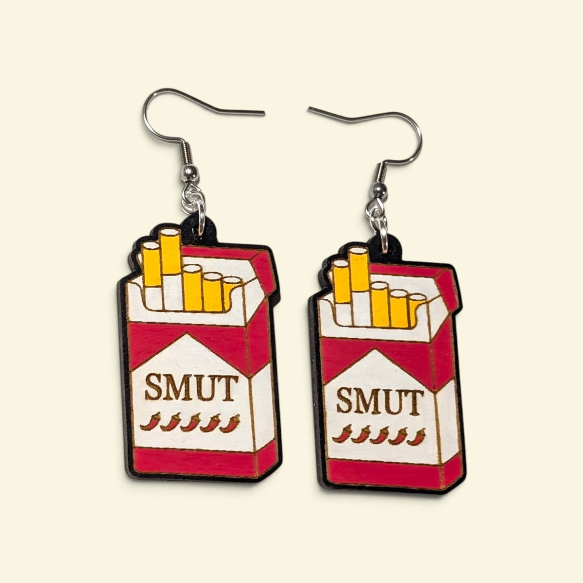 Smut Addiction Bookish Hand Painted Wood Earrings