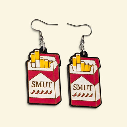 Smut Addiction Bookish Hand Painted Wood Earrings