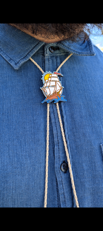 Nautical Ship Bolo Tie – American Traditional Tattoo Inspired Western Tie
