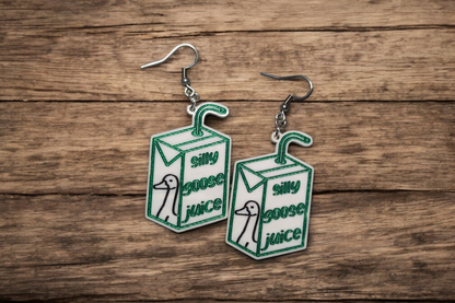 Silly Goose Juice Hand Painted Dangle Earrings