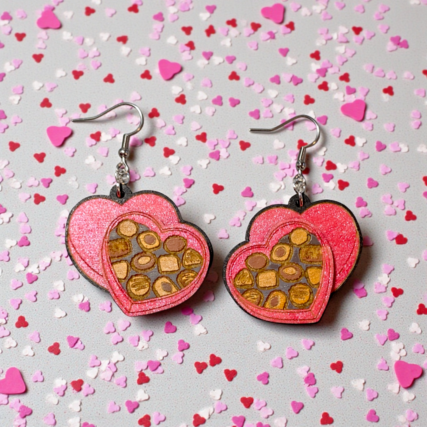 Box of Chocolates Hand Painted Wood Earrings