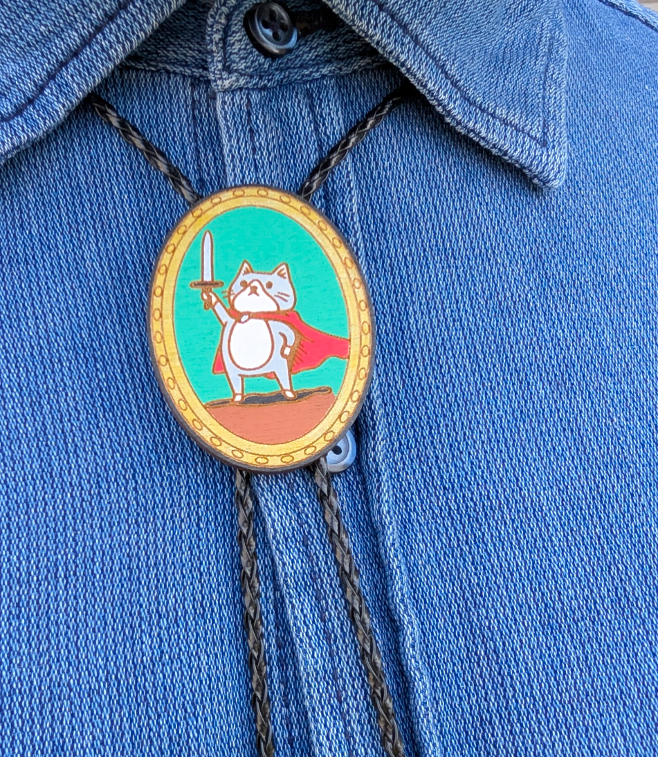 Knight Cat Western Bolo Tie - Cowboy Tie - Statement Neckwear