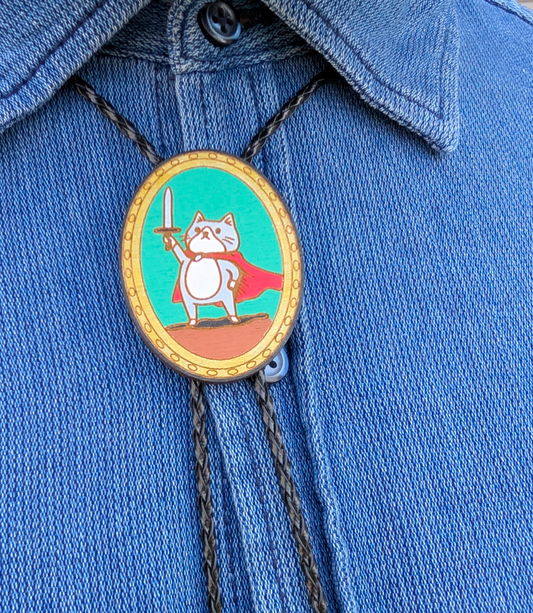 Knight Cat Western Bolo Tie - Cowboy Tie - Statement Neckwear